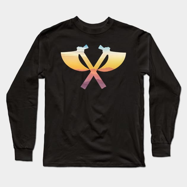 Crossed Axes Bright sky Long Sleeve T-Shirt by Geomhectic